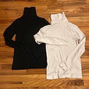 J. Crew Black and White Perfect Fit Turtleneck Shirts